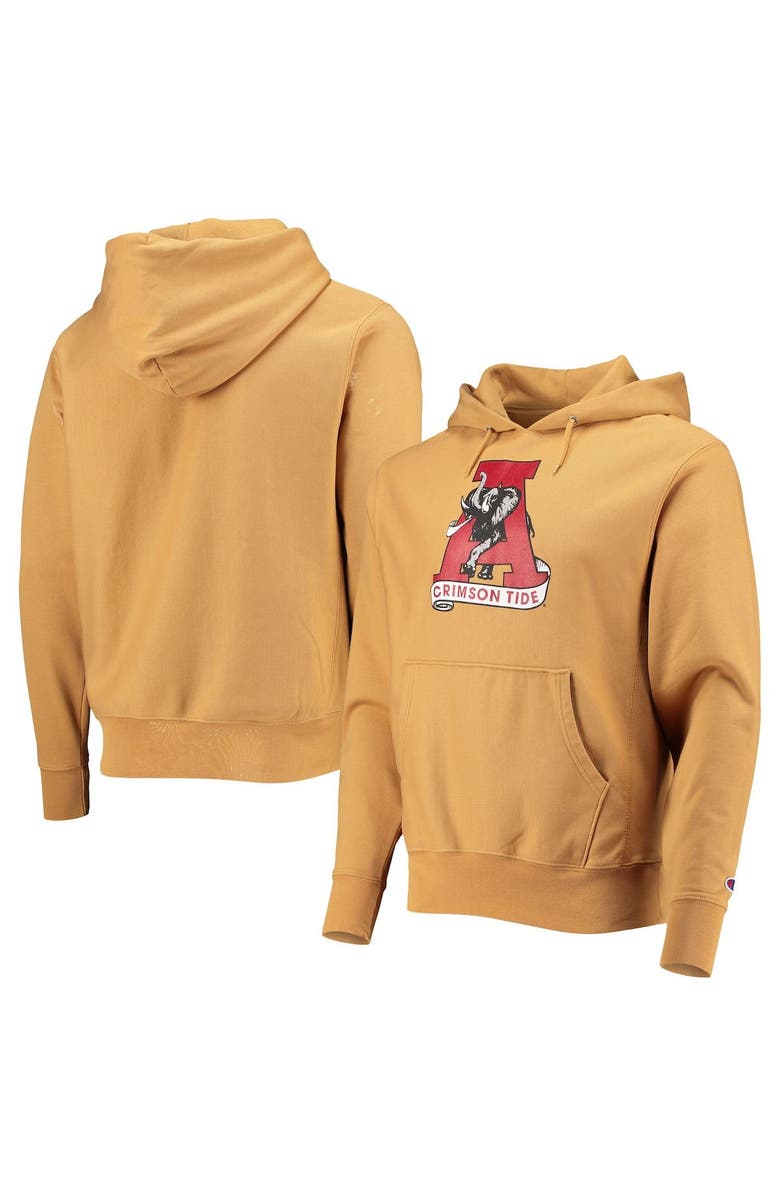 Champion Men's Champion Gold Alabama Crimson Tide Vintage Washed Reverse Weave Pullover Hoodie, Main, color, 