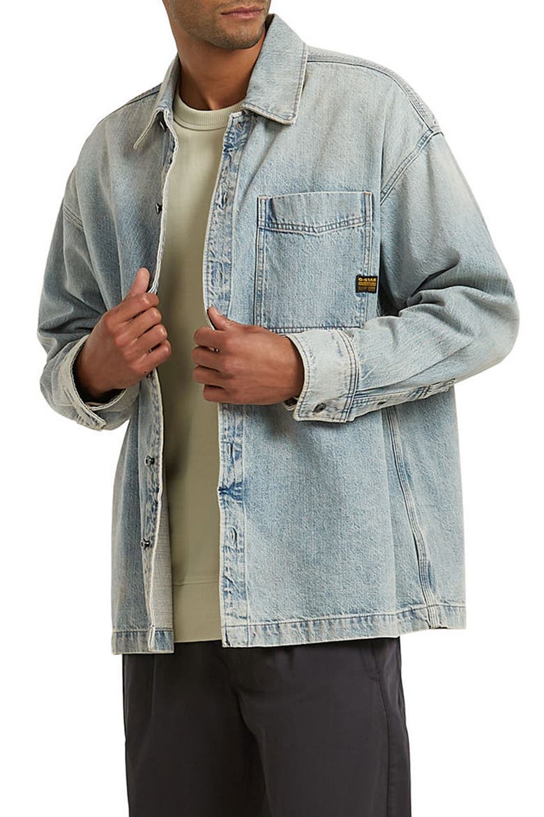 Boxy Fit Denim Button-Up Overshirt, Alternate, color, VINTAGE BORNITE