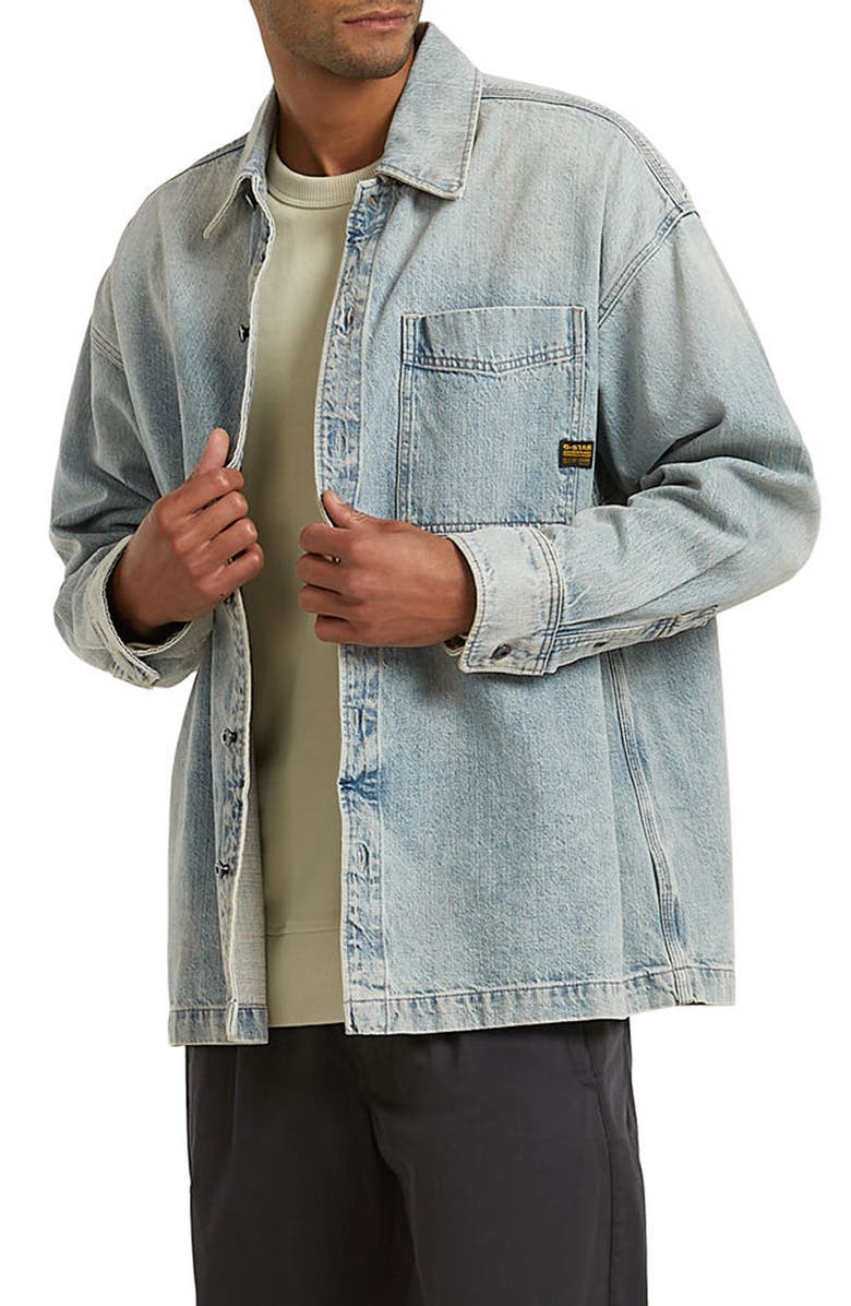 G-STAR Boxy Fit Denim Button-Up Overshirt, Alternate, color, Vintage Bornite