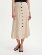 Finery London Frances Stripe Button Through Midi Skirt