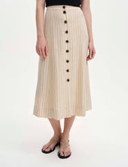 Finery London Frances Stripe Button Through Midi Skirt