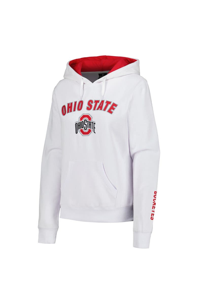 COLOSSEUM Women's Colosseum White Ohio State Buckeyes Arch & Logo Pullover Hoodie, Alternate, color, 