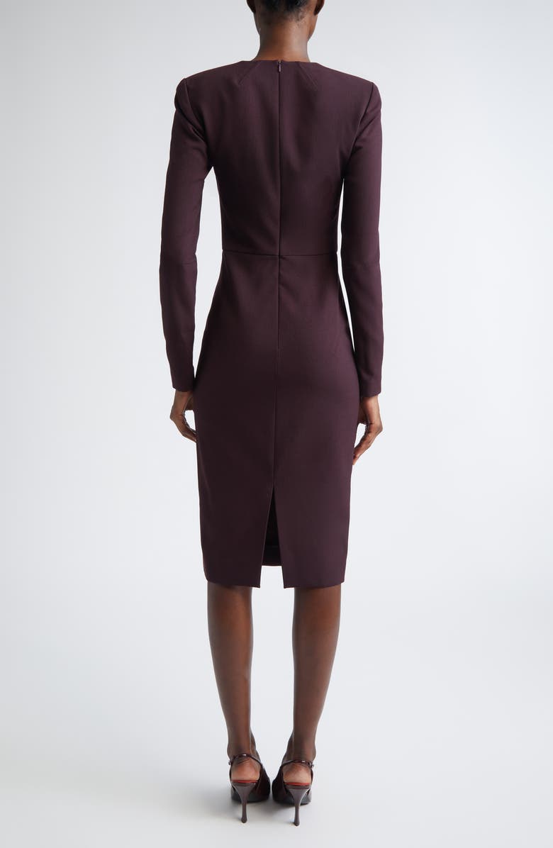 Victoria Beckham Long Sleeve Wool Blend T-Shirt Dress, Alternate, color, Deep Mahogany