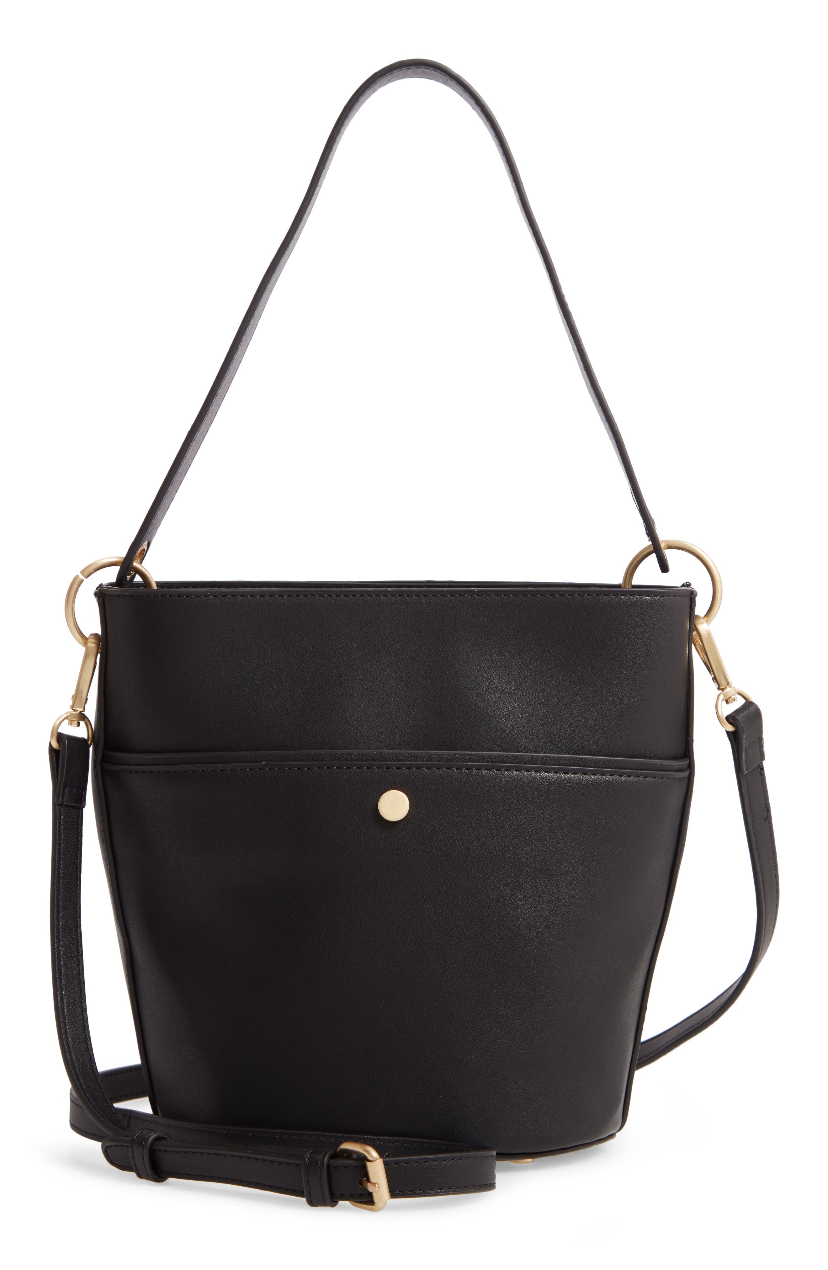 Sole Society Faux Leather Bucket Bag, Main, color, 