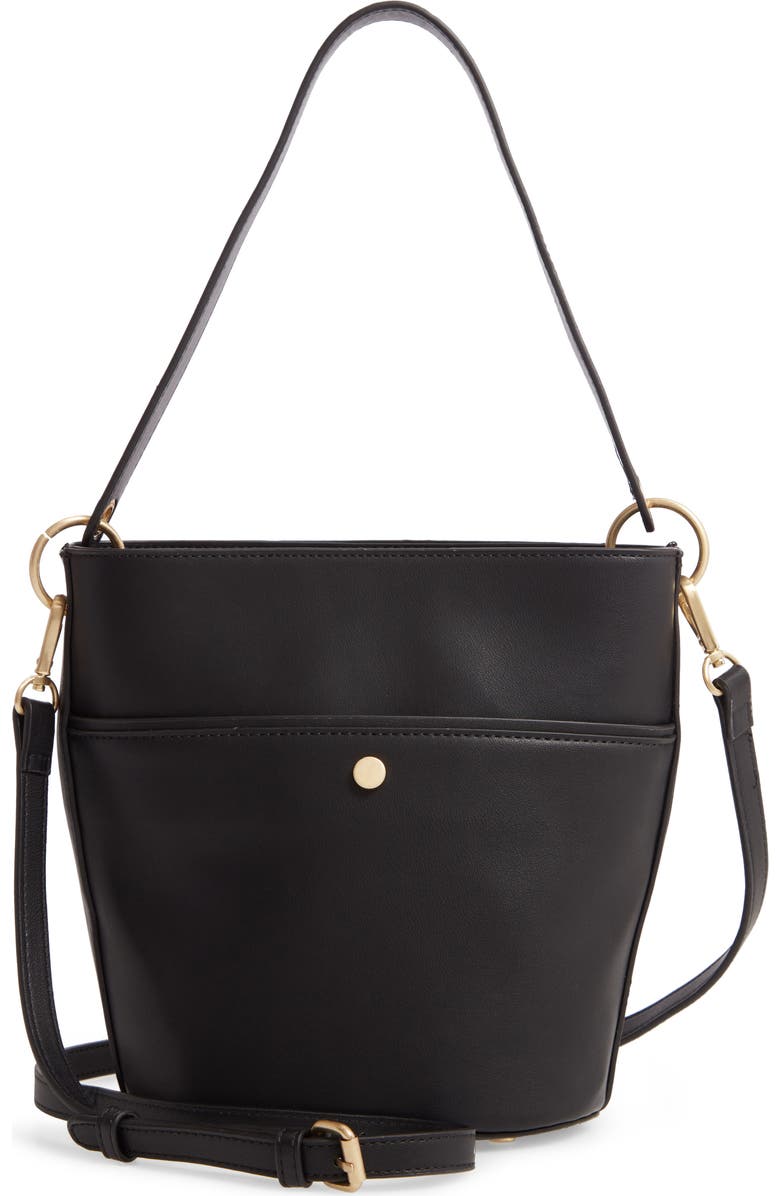 Sole Society Faux Leather Bucket Bag, Main, color,