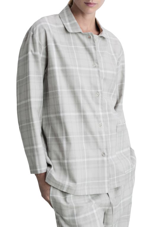 Mango Organic Cotton Flannel Pajama Shirt In Grey