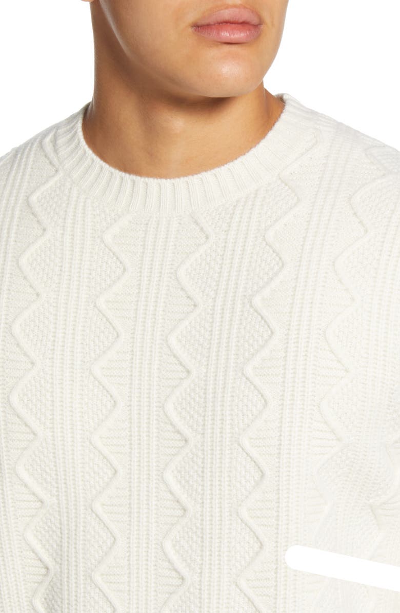 Todd Snyder Cable Knit Crewneck Wool Sweater, Alternate, color, 