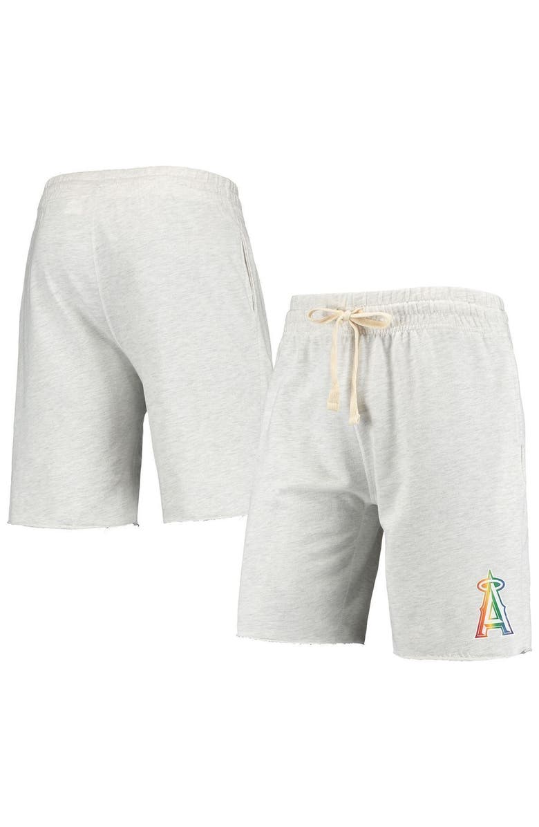 CONCEPTS SPORT Men's Concepts Sport Oatmeal Los Angeles Angels Mainstream Logo Terry Tri-Blend Shorts, Alternate, color, Oatmeal
