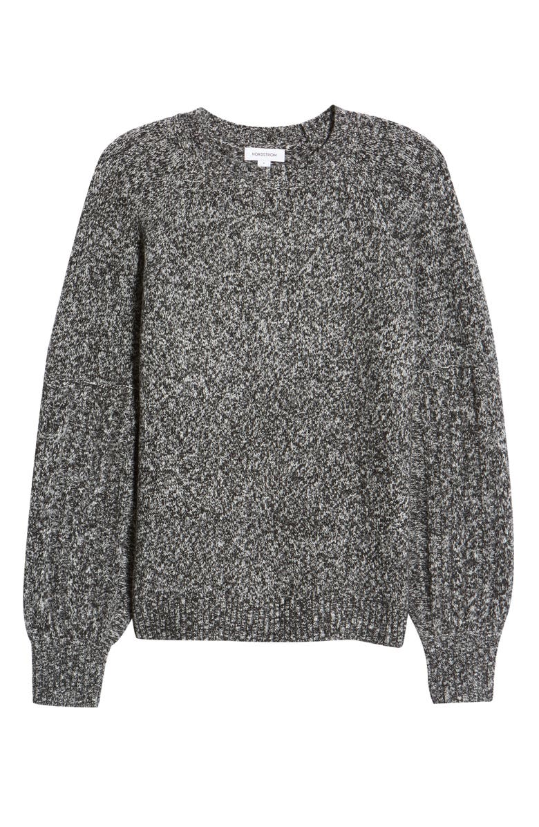 Nordstrom Women's Cable Knit Sleeve Crewneck Sweater, Alternate, color,