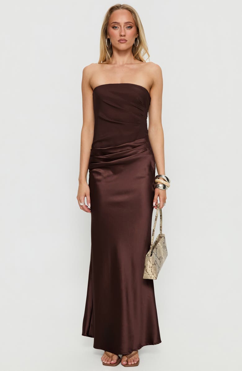 Princess Polly Lulita Pleated Strapless Mixed Media Gown, Alternate, color,