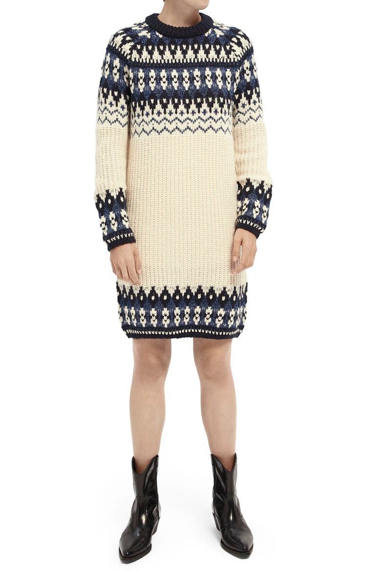 Long Sleeve Fair Isle Sweater Dress, Main, color, COMBO V