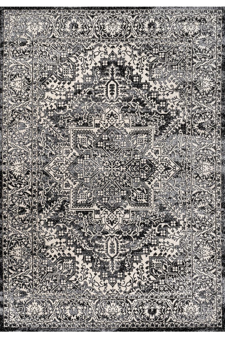 Modern Persian Vintage Medallion Area Rug, Alternate, color, Black