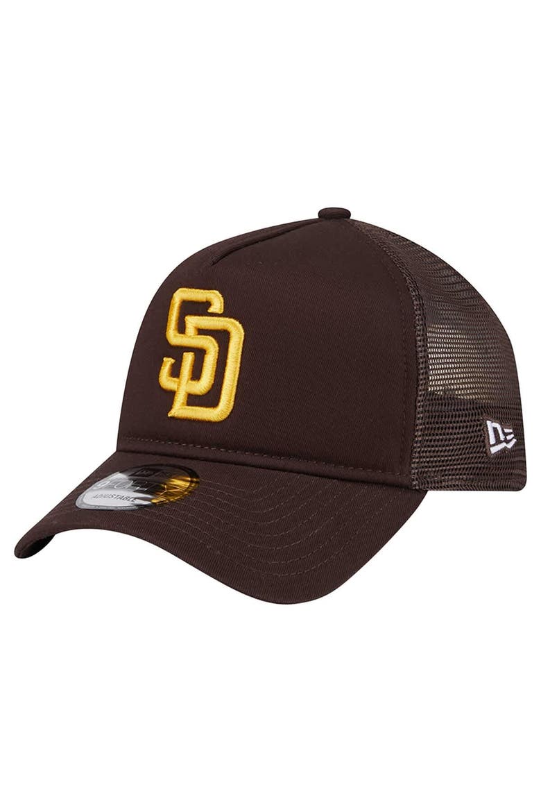 Men's New Era Brown San Diego Padres 9FORTY A-Frame Trucker Adjustable Hat, Main, color, Brown