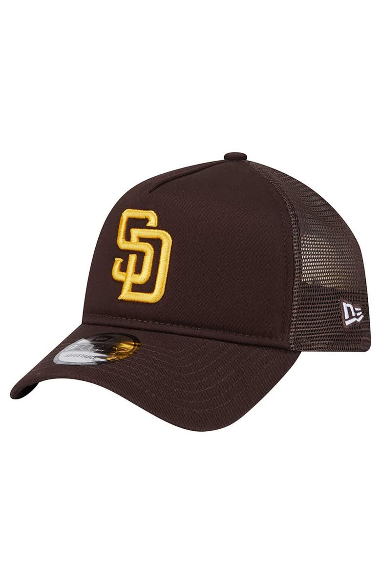 New Era Men's New Era Brown San Diego Padres 9FORTY A-Frame Trucker Adjustable Hat, Main, color, Brown