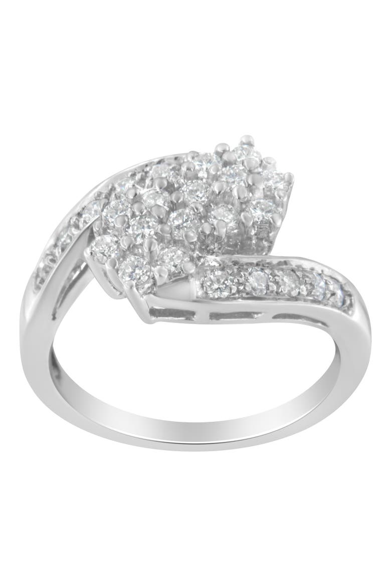 14KT White Gold 7/8 cttw Diamond Cluster Ring Band, Alternate, color, White