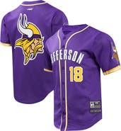 PRO STANDARD Men's Pro Standard Justin Jefferson Purple Minnesota Vikings Mesh Button-Up Baseball Jersey
