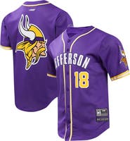 PRO STANDARD Men's Pro Standard Justin Jefferson Purple Minnesota Vikings Mesh Button-Up Baseball Jersey