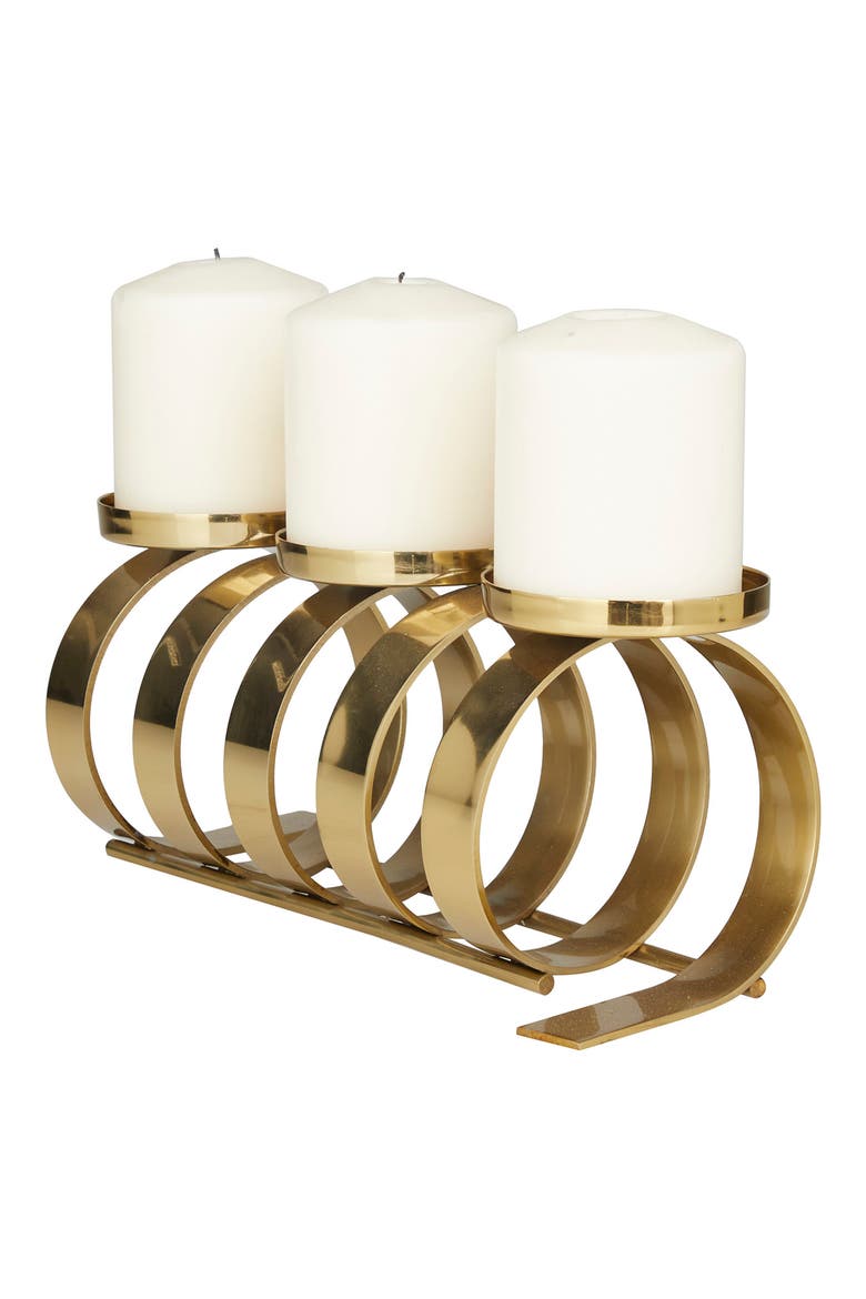 Goldtone Stainless Steel Contemporary Candle Holder, Alternate, color, GOLD