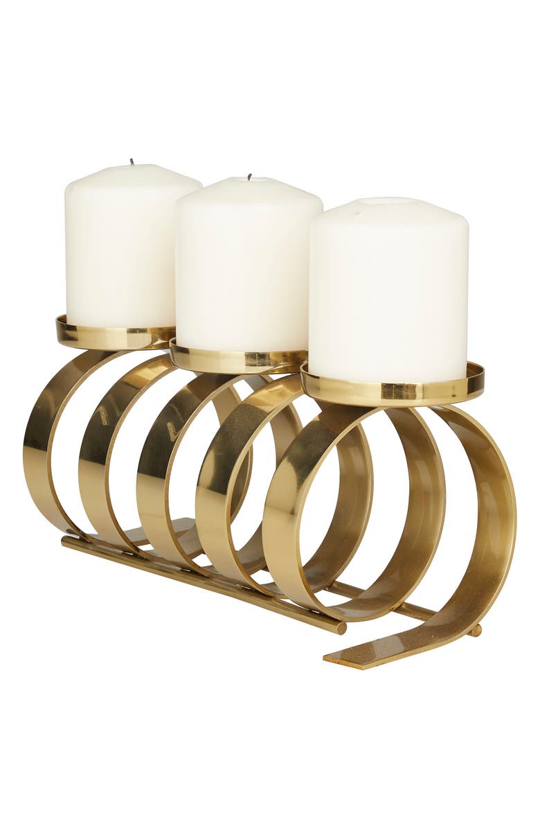 VIVIAN LUNE HOME Goldtone Stainless Steel Contemporary Candle Holder, Alternate, color, 