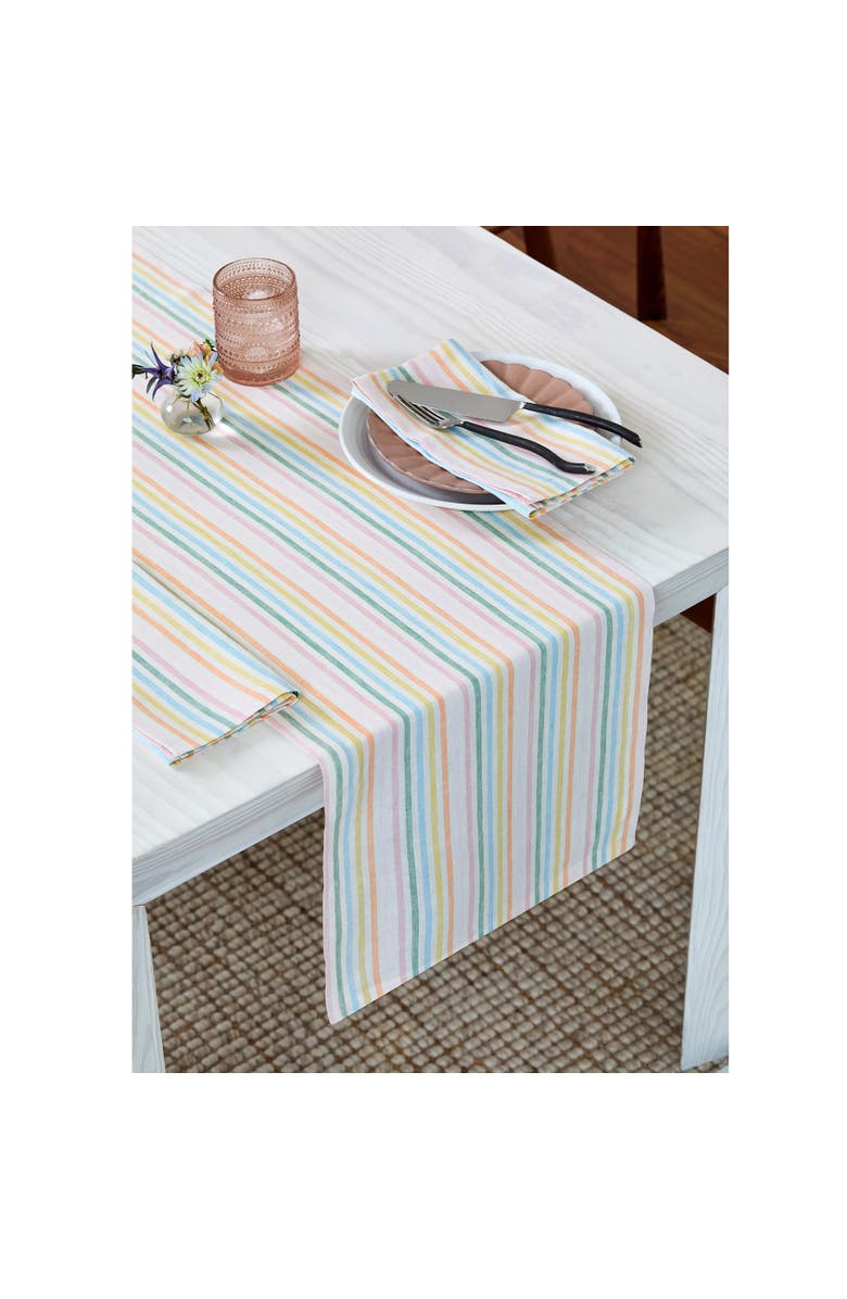 Solino Home Linen Table Runner - Julia, Alternate, color, Muted Pastel Stripe