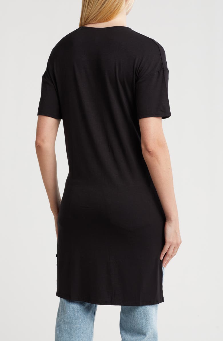 GO COUTURE Short Sleeve High-Low Tunic Top, Alternate, color, Black