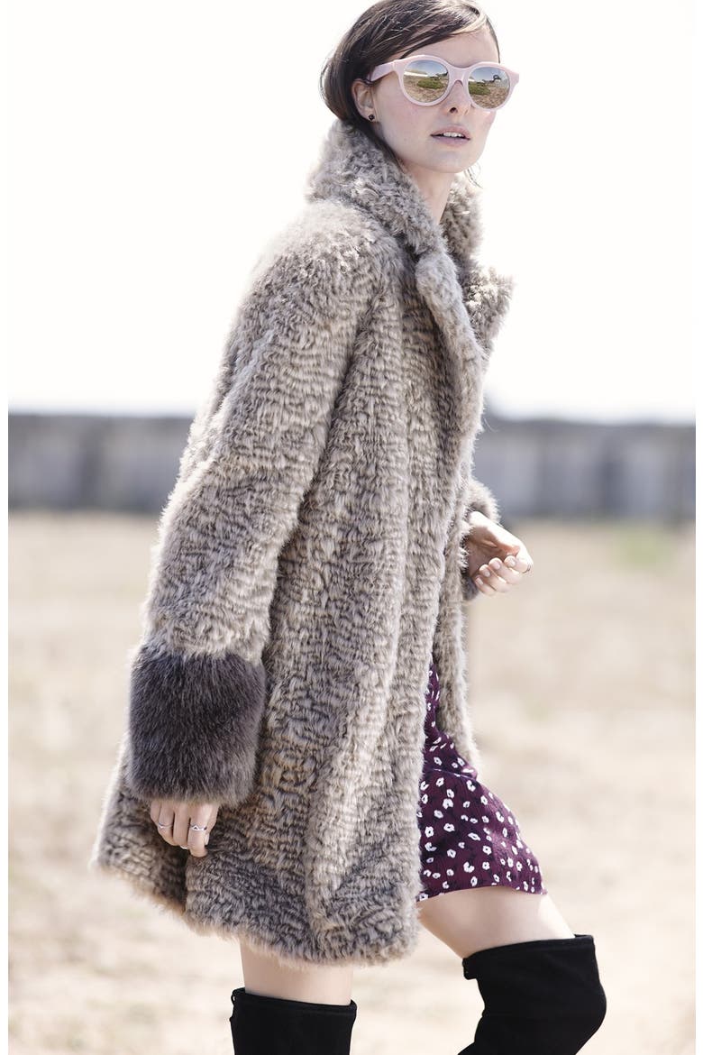 Laundry by Shelli Segal Faux Fur Coat, Alternate, color, NATURAL