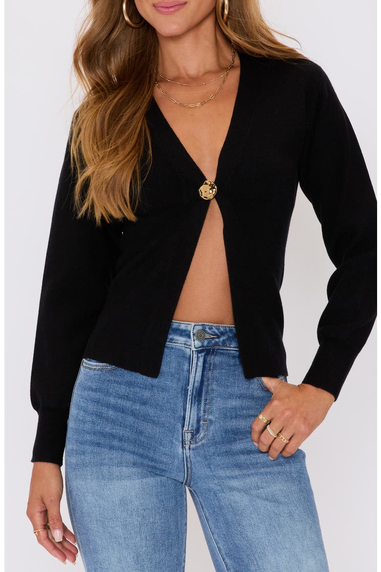 Sonoma Hammered Button Statement Cardigan, Alternate, color, BLACK