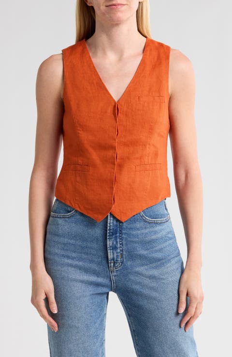 Single Breasted Linen Vest