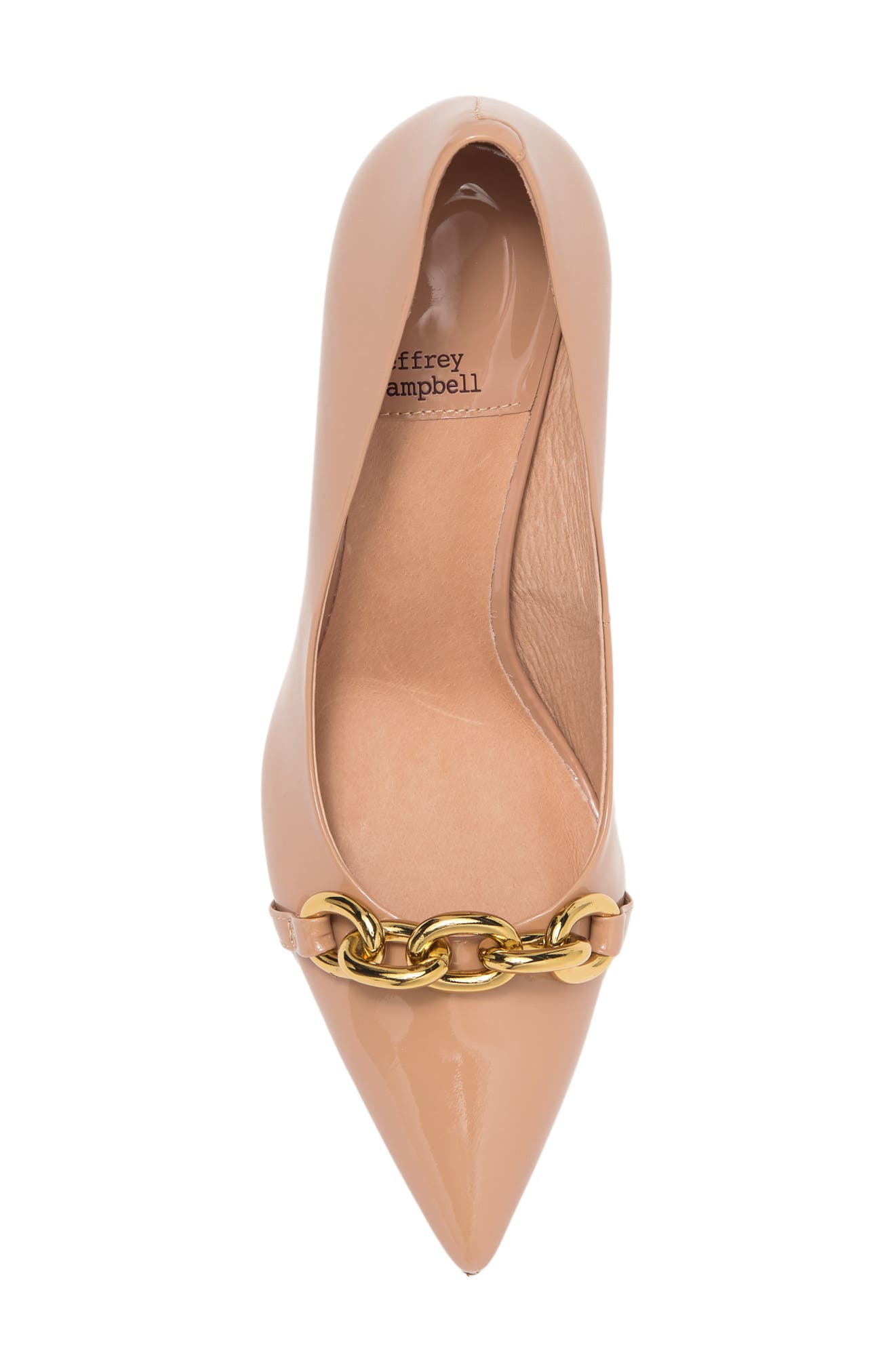 Chain Link Pointed Toe Pump, Alternate, color, NUDE PATENT
