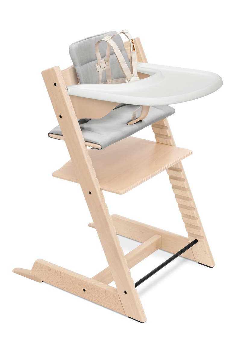 Tripp Trapp® Highchair², Cushion & Stokke® Tray, Main, color, NATURAL W/ WHITE