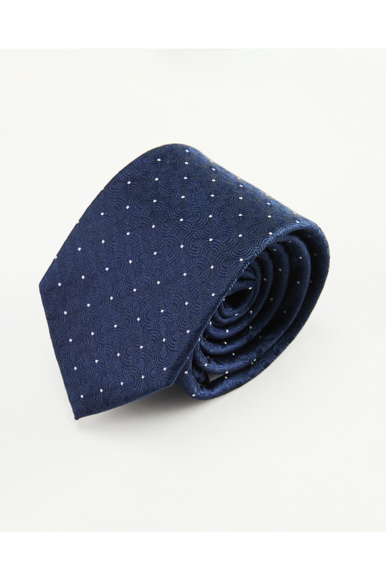 Seigaiha Silk Jacquard Tie, Main, color, Navy