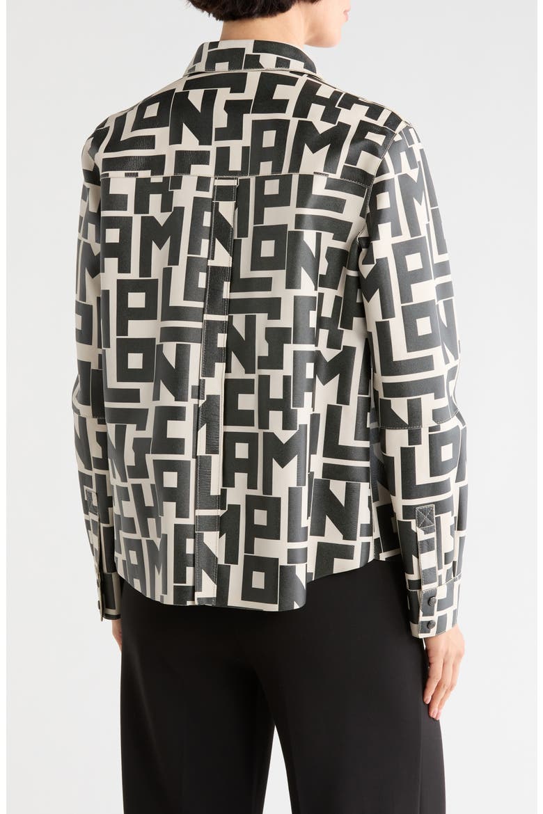 Logo Print Leather Shirt, Alternate, color, CHALK