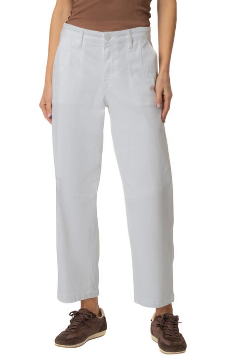 Ashton High Waist Crop Barrel Jeans (Optic White)