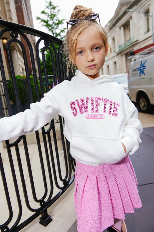 Lola + The Boys Denim Sparkle Pleated Skirt In Pink