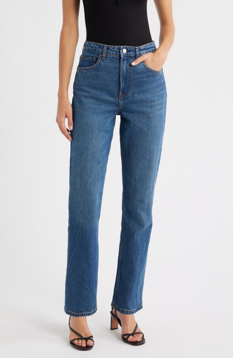 Reformation Jax Super High Waist Straight Leg Jeans, Main, color, Mellusine