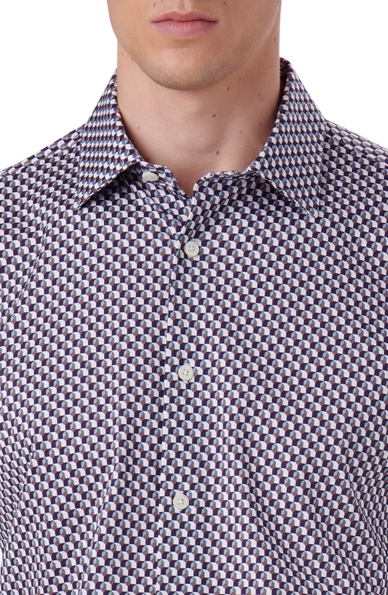 Bugatchi James OoohCotton<sup>®</sup> Geo Print Button-Up Shirt, Alternate, color, 