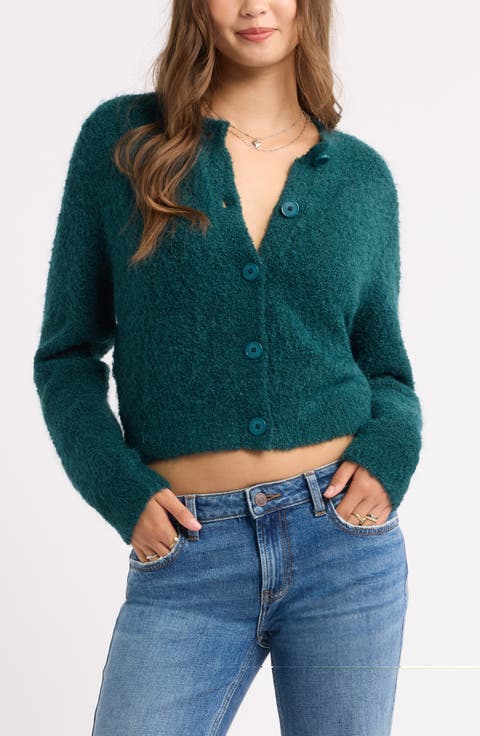 Bouclé Crewneck Cardigan