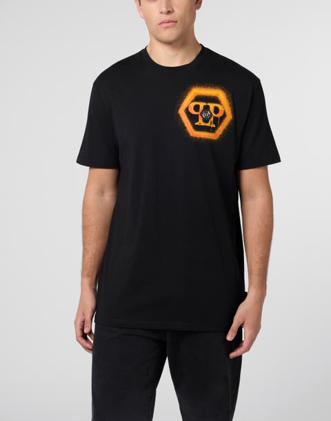 Round Neck T-Shirt Spray Hexagon Men