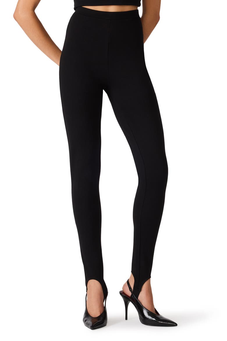 Sandrine High Waist Stirrup Pants, Main, color, BLACK