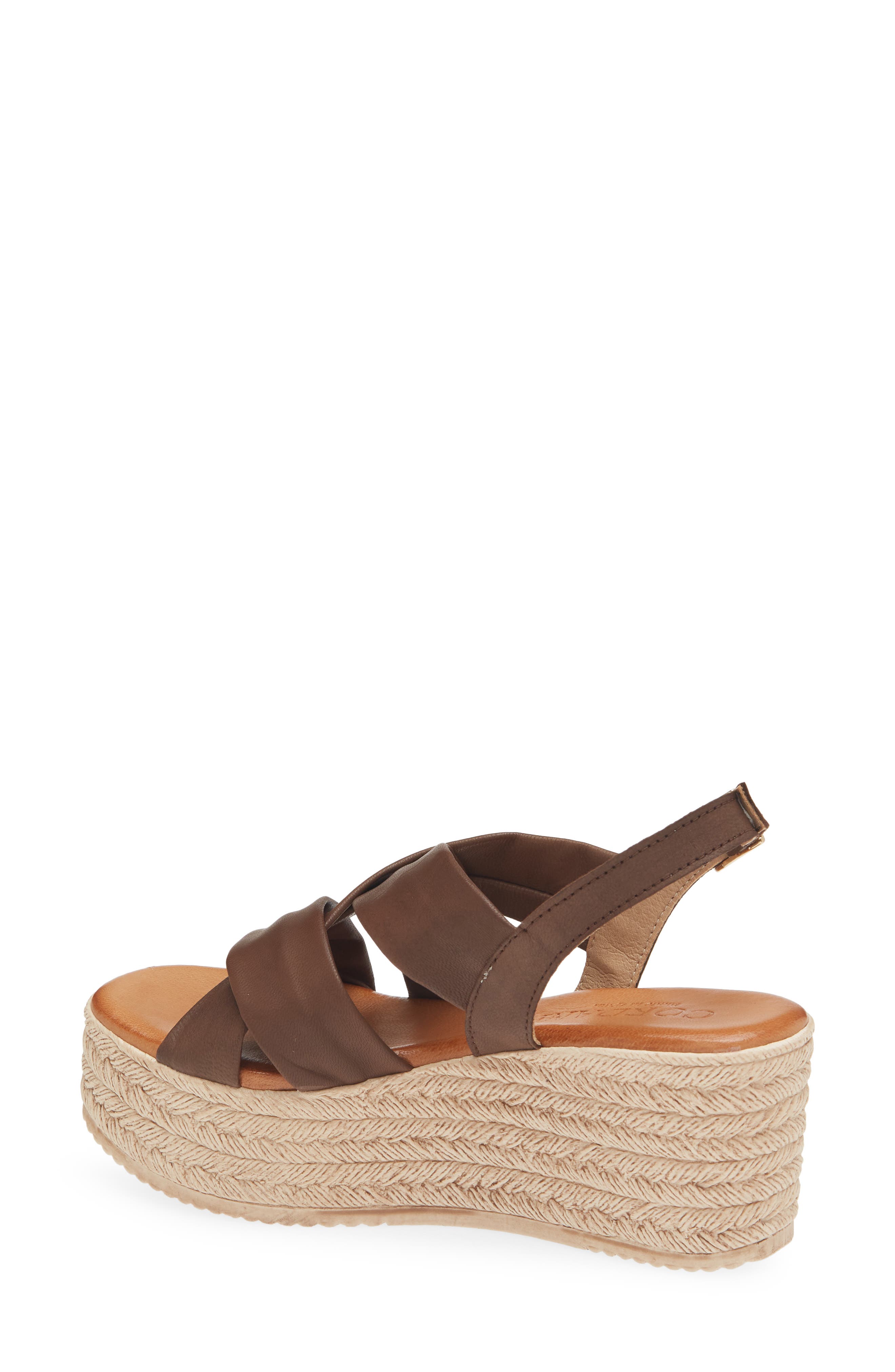 Cordani Bennie Slingback Espadrille Platform Wedge Sandal, Alternate, color, Brown Leather