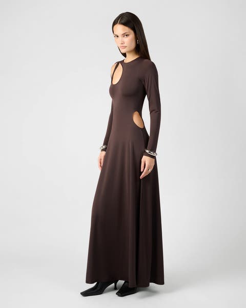 Cut Out Long Sleeve Maxi Dress