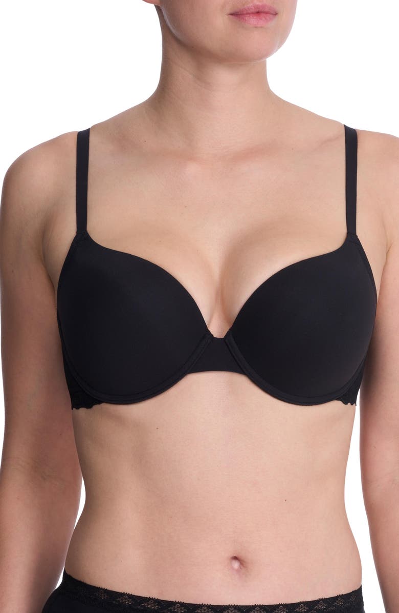 Natori Sheer Glamour Plunge Push Up T-Shirt Bra, Main, color, 