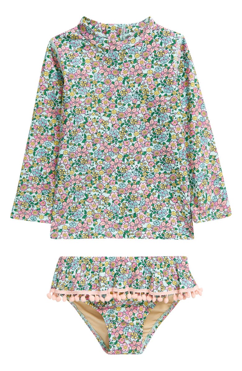 Shade Critters Kids' Floral Long Sleeve Two-Piece Rashguard Swimsuit, Main, color,