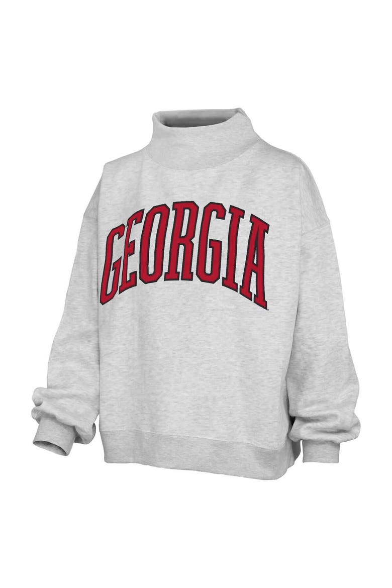 Women's Pressbox Heather Gray Georgia Bulldogs Oversized Nelson Mock Neck Sweatshirt, Alternate, color, Heather Gray