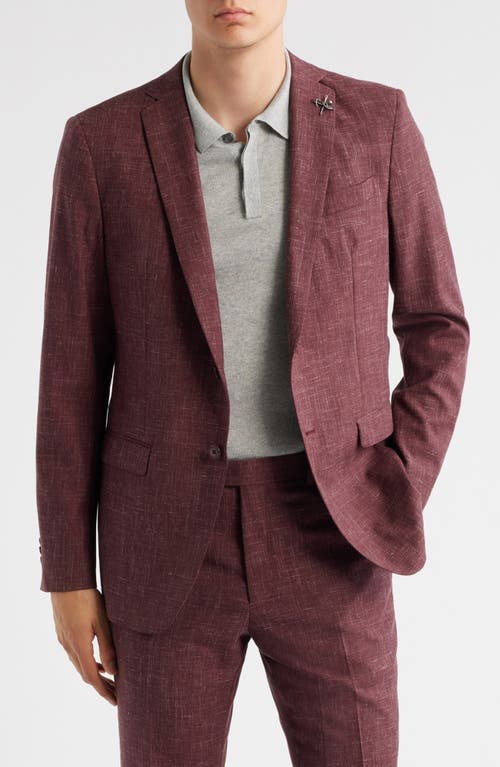 John Varvatos Varick Slim Fit Red Slub Wool & Linen Blend Suit