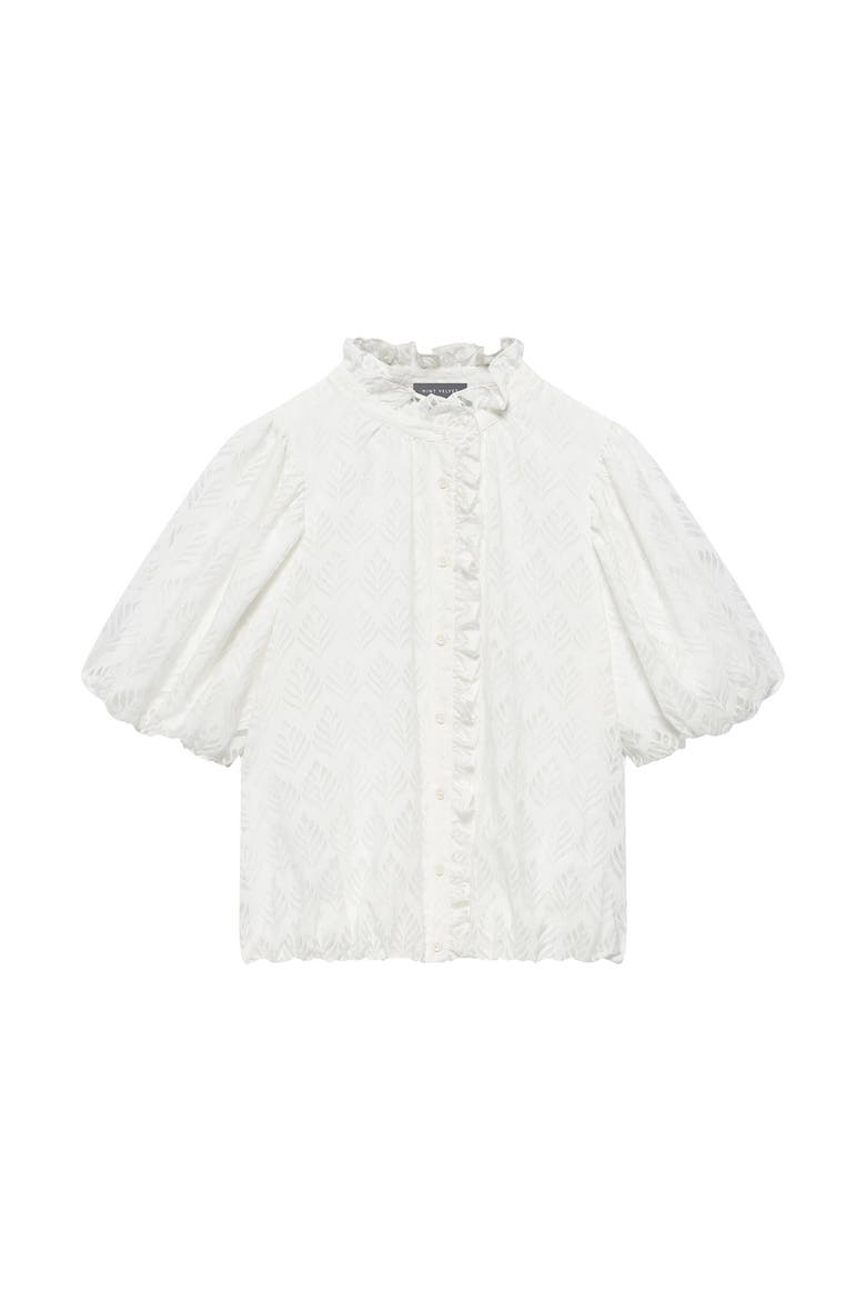 Jacquard Ruffle Blouse, Alternate, color, White