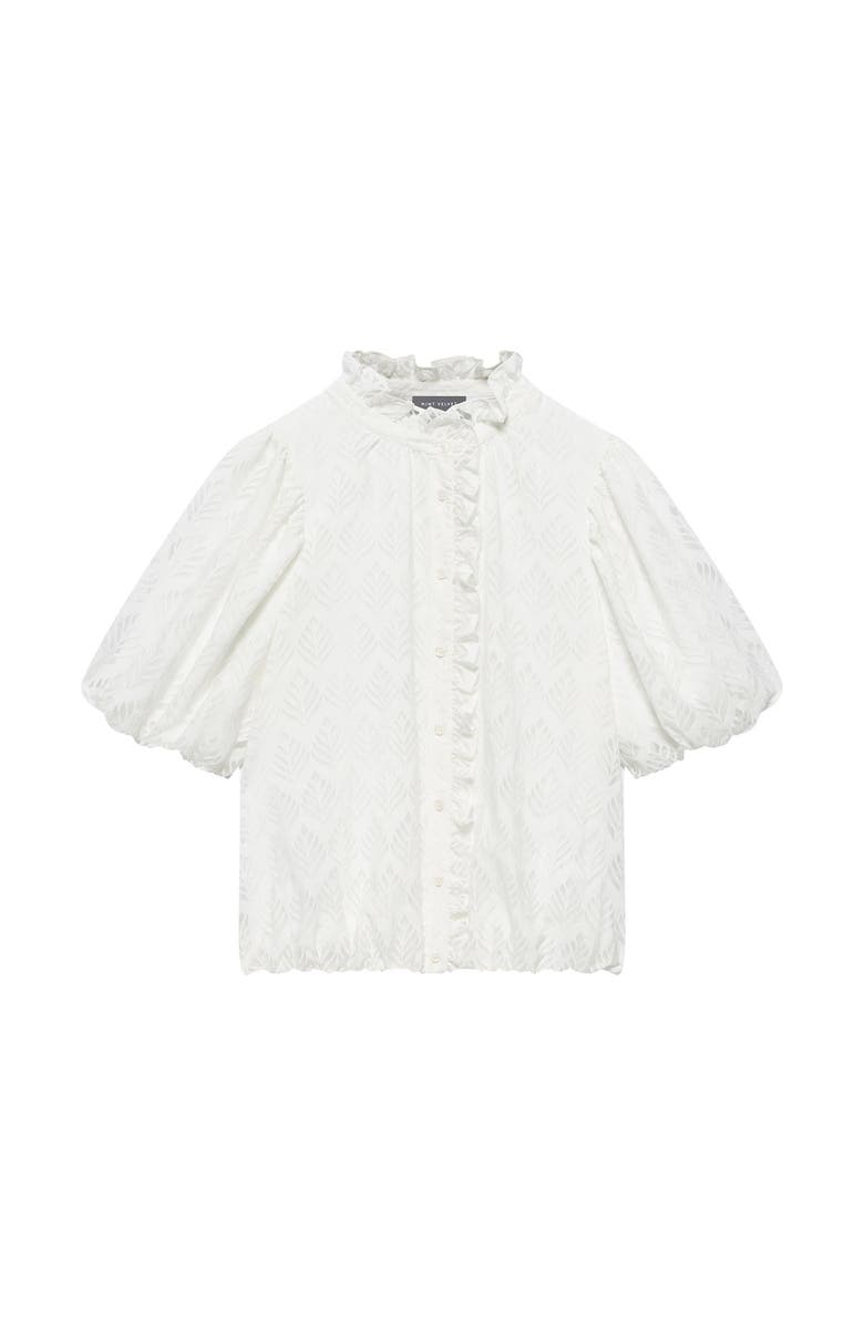 MINT VELVET Jacquard Ruffle Blouse, Alternate, color, White