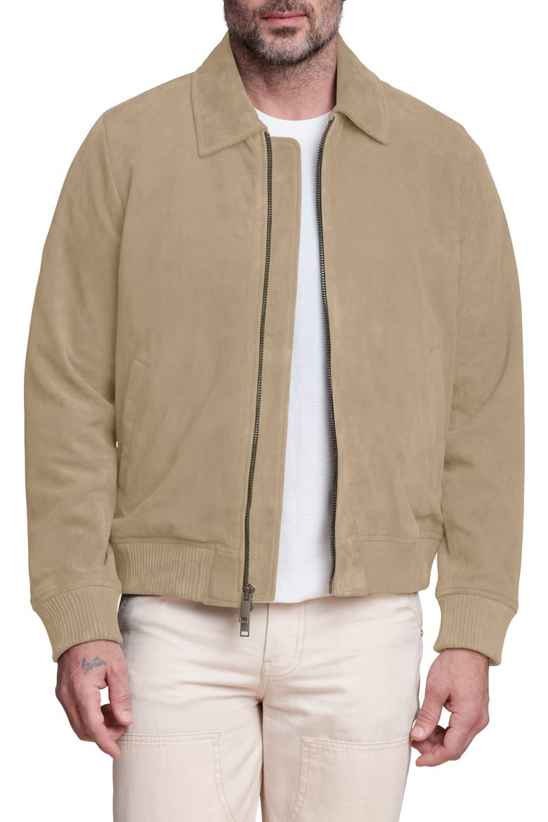 Suede Bomber Jacket, Main, color, SAND