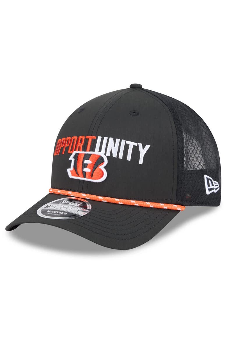 Men's New Era Black Cincinnati Bengals 2025 Inspire Change 9FORTY M-Crown Adjustable Hat, Alternate, color, Black