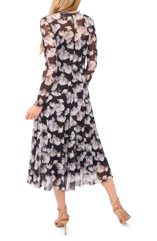 Ted Baker Floral Long Sleeve Mesh Dress In Multi